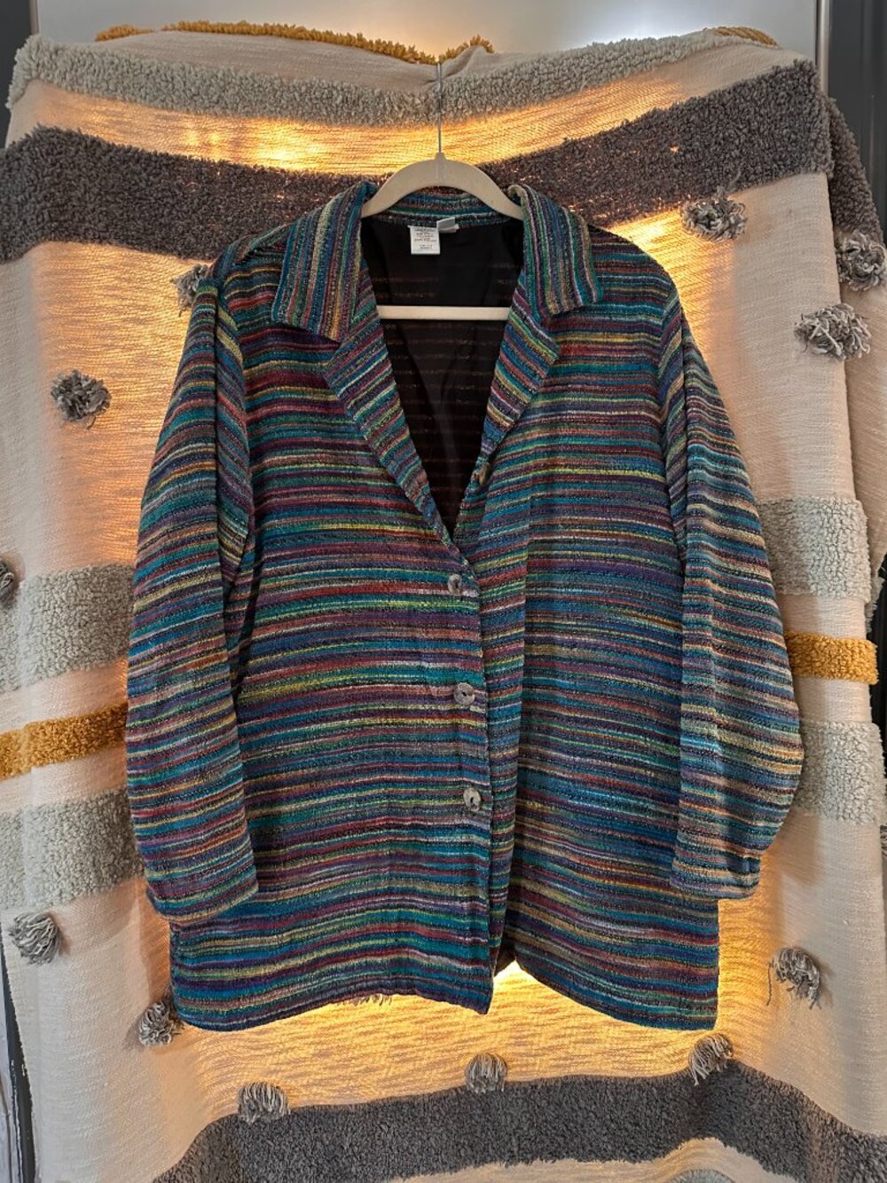 Coldwater Creek Women's Multi-Color Striped Tweed Blazer Jacket - Size 1X